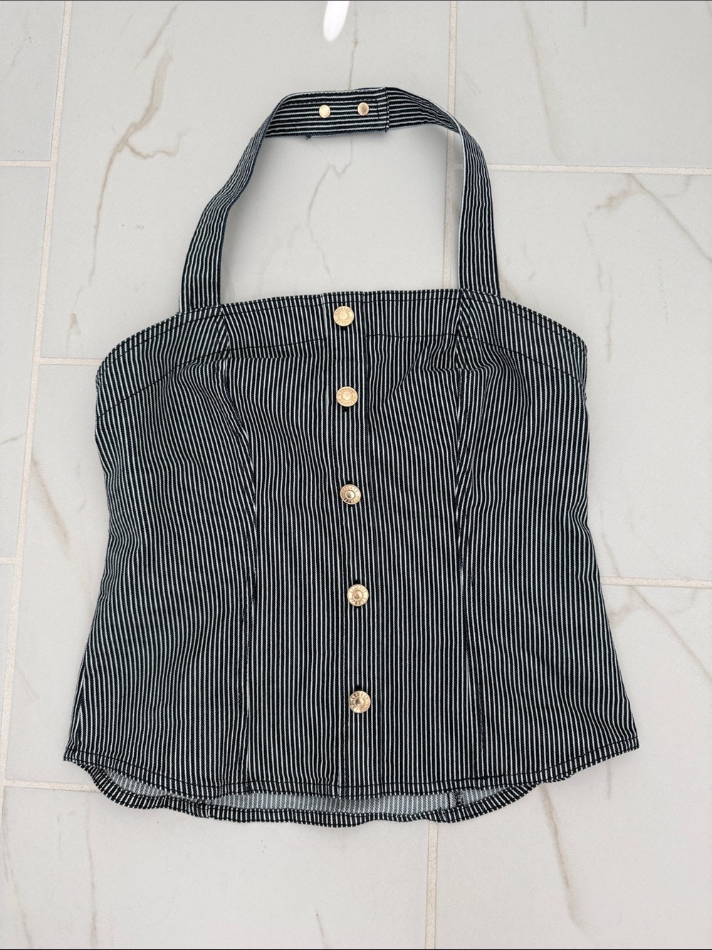Express Pinstripe Halter Top